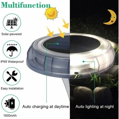 LED Extérieur, Lampe Solaire Jardin L’éclairage De Sol Encastré Réverbère Lumières, IP68 Étanche Lumière Decorative Pour Piscine, Pelouse, Terrace, Escalier, Route(4 Pack) 5 LED Extérieur, Lampe Solaire Jardin L’éclairage De Sol Encastré Réverbère Lumières, IP68 Étanche Lumière Decorative Pour Piscine, Pelouse, Terrace, Escalier, Route(4 Pack) – Image 3