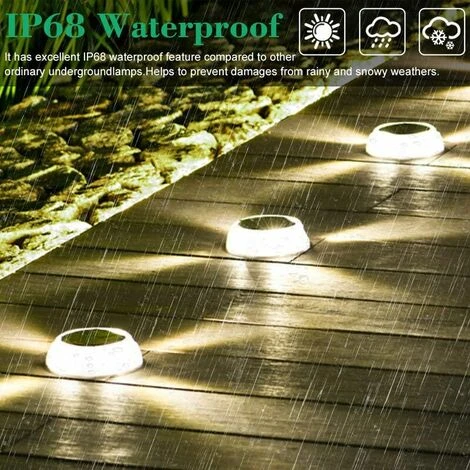 LED Extérieur, Lampe Solaire Jardin L’éclairage De Sol Encastré Réverbère Lumières, IP68 Étanche Lumière Decorative Pour Piscine, Pelouse, Terrace, Escalier, Route(4 Pack) 6 LED Extérieur, Lampe Solaire Jardin L’éclairage De Sol Encastré Réverbère Lumières, IP68 Étanche Lumière Decorative Pour Piscine, Pelouse, Terrace, Escalier, Route(4 Pack) – Image 4