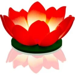 Lanterne Flottante Led Rouge - Lanterne Led Nymphea - Lampe Flottante Nénuphar Pour Décoration Extérieure Mariage, Piscine, Décor Extérieur Flottant