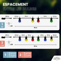 Guirlande Guinguette 10M Multicolore- Guirlande Electrique Exterieur 10 Bulbes Bleu Rouge Jaune Vert - Guirlande Guinguette Exterieur Decoration Romantique, Déco Pour Terrasse Et Jardin -OSRAM || EUROPALAMP Soldes Boutique 10361964 3