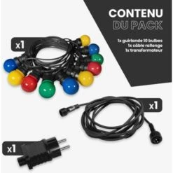 Guirlande Guinguette 10M Multicolore- Guirlande Electrique Exterieur 10 Bulbes Bleu Rouge Jaune Vert - Guirlande Guinguette Exterieur Decoration Romantique, Déco Pour Terrasse Et Jardin -OSRAM || EUROPALAMP Soldes Boutique 10361964 4