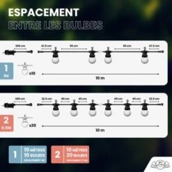 Guirlande Guinguette 30M Blanche - Guirlande Lumineuse Exterieure LED 30 Bulbes Blanc - Guirlande Guinguette Exterieure De 30M + 3M De Câble -OSRAM || EUROPALAMP Soldes Boutique 10362039 3