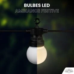 Guirlande Guinguette 30M Blanche - Guirlande Lumineuse Exterieure LED 30 Bulbes Blanc - Guirlande Guinguette Exterieure De 30M + 3M De Câble -OSRAM || EUROPALAMP Soldes Boutique 10362039 5