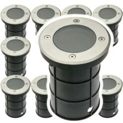 Lot De 10 Spots Exterieur Encastrable IP67 230V Acier Rond Double Presse-étoupe
