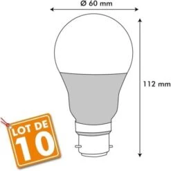 Lot De 10 Ampoules LED B22 11W Eq 75W Température De Couleur: Blanc Chaud 2700K 8 Lot De 10 Ampoules LED B22 11W Eq 75W Température De Couleur: Blanc Chaud 2700K -OSRAM || EUROPALAMP Soldes Boutique 10556175 3