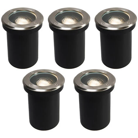 QAZQA Delux - Spot Encastrable De Sol Moderne - 5 Lumière - Ø 130 Mm - Acier - Moderne - Éclairage Extérieur 3 QAZQA Delux - Spot Encastrable De Sol Moderne - 5 Lumière - Ø 130 Mm - Acier - Moderne - Éclairage Extérieur