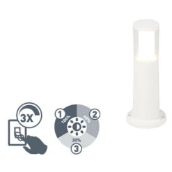 QAZQA Carlo - LED Dimmable Lampe Sur Pied Extérieur Moderne Variateur Inclus - 1 Lumière - Ø 95 Mm - Blanc - Moderne - Éclairage Extérieur