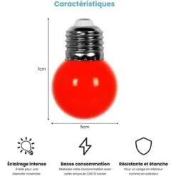 Ampoule Led Rouge Conçue Pour Guirlande Guinguette IP65 1,3W - Ampoule Led E27 Rouge - Ampoule 5cm Pour Guirlande Guinguette Culot E27 Rouge -OSRAM || EUROPALAMP Soldes Boutique 11769178 2