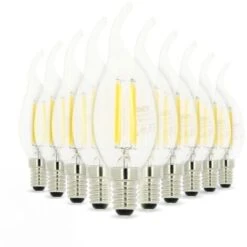 Lot De 10 Ampoules Led Flamme E14 4W Filament