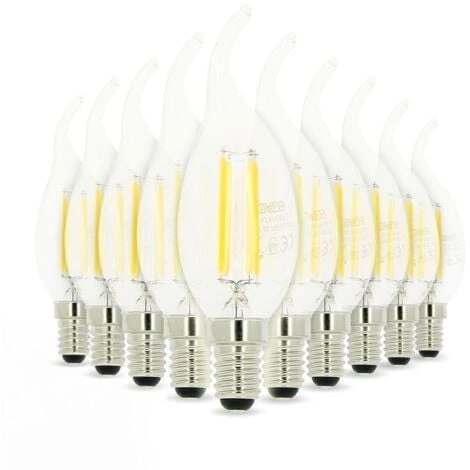 Lot De 10 Ampoules Led Flamme E14 4W Filament 3 Lot De 10 Ampoules Led Flamme E14 4W Filament