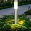 Lampe D'extérieur Lampadaire Lampe De Jardin Lampe Colonne éclairage D'entrée Jardin, IP44 Inox Argent Opale, 1x Douille E27, DxH 12,7x110 Cm