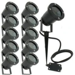 Lot De 10 Spots Extérieurs à Piquet Pour LED GU10 Éclairage De Jardin
