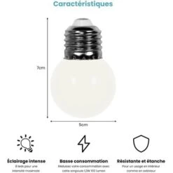 Ampoule Led E27 Blanche - Ampoule 5 Cm Pour Guirlande Guinguette Culot E27 Blanche - Ampoules Led Blanc Chaud Conçu Pour Guirlande Guinguette IP65 1,3W -OSRAM || EUROPALAMP Soldes Boutique 14348349 2