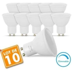 Lot De 10 Spot Ampoules LED GU10 7W Eq. 60W Dimmable Température De Couleur: Blanc Chaud 2700K