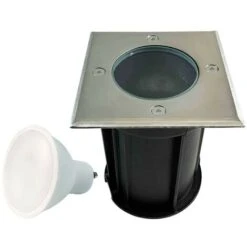 EUROPALAMP Spot Encastrable De Sol Carré Inox 304 Exterieur IP65 + Ampoule GU10 5W Blanc Neutre 4500K