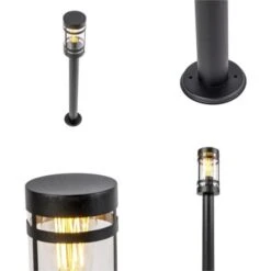 QAZQA Gleam - Lampe Sur Pied Extérieur Moderne - 1 Lumière - Ø 102 Mm - Noir - Moderne - Éclairage Extérieur -OSRAM || EUROPALAMP Soldes Boutique 15114016 4