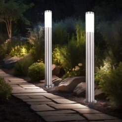 Lampe Sur Pied Design éclairage Extérieur Cour Allées De Jardin Lampe Sur Pied Colonne En Acier Inoxydable -OSRAM || EUROPALAMP Soldes Boutique 15465175 3
