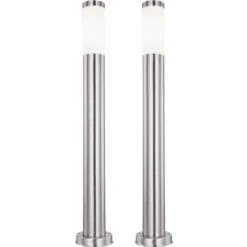 Lot De 2 Lampadaires Extérieurs En Acier Inoxydable Chemin De Jardin Support D'éclairage Extérieur Projecteurs Cour Piliers Lampes