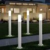 Ensemble De 4 Lampes Sur Pied D'extérieur En Acier Inoxydable éclairage De Chemin De Jardin En Acier Inoxydable Cour Patio Piliers Lumières -OSRAM || EUROPALAMP Soldes Boutique 15732180 1