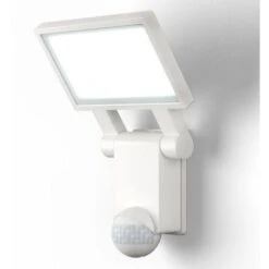 B.K.Licht Applique Murale Blanche IP44, Détecteur De Mouvements, Capteur Crépusculaire, éclairage Extérieur Jardin Garage Terrasse, Platine LED Puissante De 20W, 2000lm, Blanc Neutre 4000K