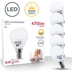 Lot De 5 Ampoules LED E14 Sphérique 5W 470 Lumens Eq 35W Température De Couleur: Blanc Chaud 3000K