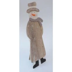 Bonhomme De Neige En Bois LED 605X190mx30mm 10 Leds Fixes Blanc Chaud à Piles 3V (non Incl) Déco Intérieur BLACHERE JFA84