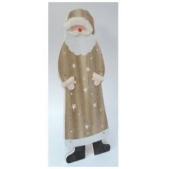 Père Noel En Bois LED 605x205x35mm Lumineux 10 Leds Fixes 3000K à Piles 3V (non Inclus) Déco Intérieur BLACHERE JFA85