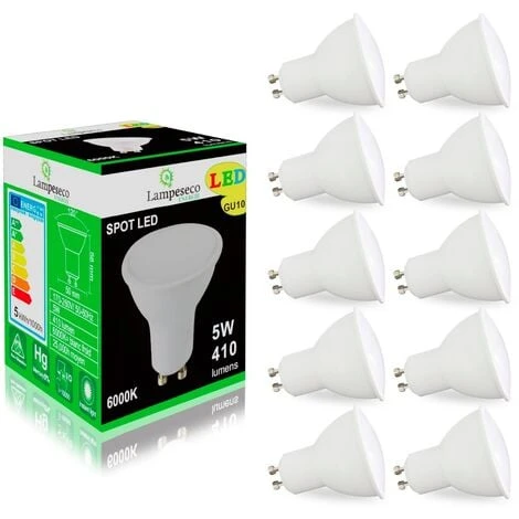 Pack De 10 Ampoules Led GU10 5W Blanc Froid 120° 3 Pack De 10 Ampoules Led GU10 5W Blanc Froid 120°