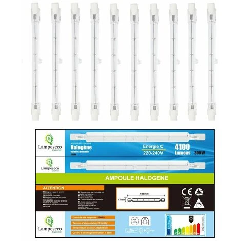 Lot De 10 Ampoule Halogène Linéaire J118 300w R7s Gradable Lumière Chaude 2800K 3 Lot De 10 Ampoule Halogène Linéaire J118 300w R7s Gradable Lumière Chaude 2800K