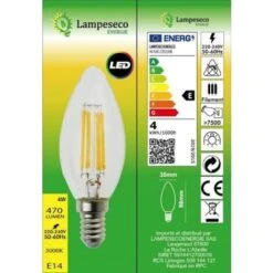 Lot De 10 Ampoules Flamme Filament 4w Eq. 42W Culot E14 Blanc Chaud 2700-3200K -OSRAM || EUROPALAMP Soldes Boutique 1951212 3