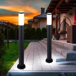 2x éclairage Extérieur Sur Pied Chemin De Maison De Jardin Lampe De Base Sur Pied En Acier Inoxydable ANTHRACITE