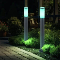Lampe Sur Pied En Acier Inoxydable à Intensité Variable, Commande Vocale, éclairage De Jardin Extérieur Dans Un Ensemble Comprenant Des Ampoules LED -OSRAM || EUROPALAMP Soldes Boutique 22877525 3