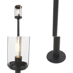 QAZQA Schiedam - Lampe Sur Pied Extérieur Design - 1 Lumière - Ø 14.8 Cm - Noir - Design - Éclairage Extérieur -OSRAM || EUROPALAMP Soldes Boutique 23507842 4