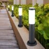 Lot De 4 Lampadaires D'extérieur LED ANTHRACITE éclairage De Jardin Allée De Cour Lumières De Base En Acier Inoxydable
