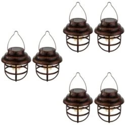 Lot De 6 Lanternes Solaires LED Lampes De Grille Décoration De Jardin éclairage Extérieur Lampes De Balcon Rouille