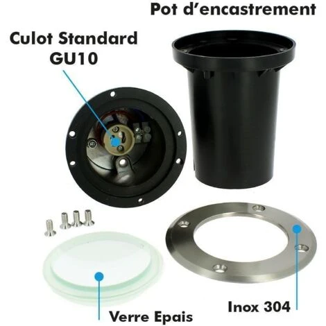 Lot De 6 Spots Encastrable De Sol INOX 304 GU10 IP67 5 Lot De 6 Spots Encastrable De Sol INOX 304 GU10 IP67 – Image 3