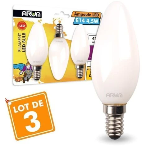 Lot De 3 Ampoules LED E14 Dépoli 4.5W Eq 40W Température De Couleur: Blanc Neutre 4000K 4 Lot De 3 Ampoules LED E14 Dépoli 4.5W Eq 40W Température De Couleur: Blanc Neutre 4000K – Image 2