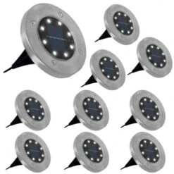 Lot De 10 Disques Solaires à LED Spots De Jardin à Planter