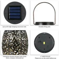 Lanterne Solaire, LED Lampe Lanterne Extérieure, Etanche IP44, Sans Fil Rechargeable Pour Garden Patio Courtyard Extérieur [Classe énergétique A+] -OSRAM || EUROPALAMP Soldes Boutique 26310522 5