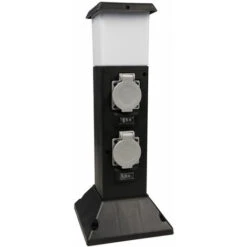 Borne Lumineuse LED 2x Lampadaire à Prise Extérieure Avec Détecteur De Mouvement, 1,1W 90lm Blanc Chaud, LxH 15,5x40 Cm