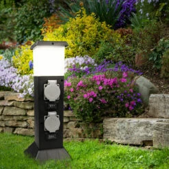 Borne Lumineuse LED 2x Lampadaire à Prise Extérieure Avec Détecteur De Mouvement, 1,1W 90lm Blanc Chaud, LxH 15,5x40 Cm -OSRAM || EUROPALAMP Soldes Boutique 27089678 3