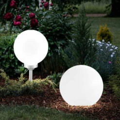 Lot De 2 Lampes Solaires D'extérieur à LED Pour Prise De Courant, Lot De 2 Lampes De Jardin, Boule De Jardin, Prise Solaire, 25 X 65 Cm, Espace Extérieur Pour Balcon De Jardin