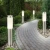 Ensemble De 4 Lampes D'extérieur Sur Pied En Acier Inoxydable Pour éclairage De Porche De Cour D'allée De Jardin