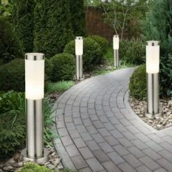 Ensemble De 4 Lampes D'extérieur Sur Pied En Acier Inoxydable Pour éclairage De Porche De Cour D'allée De Jardin