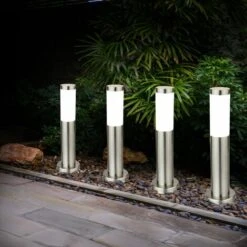 Ensemble De 4 Lampes D'extérieur Sur Pied En Acier Inoxydable Pour éclairage De Porche De Cour D'allée De Jardin -OSRAM || EUROPALAMP Soldes Boutique 27126062 3