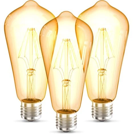 3 Ampoules LED Edison Vintage ST64 I E27, 4W, Blanc Chaud 2700K, Intensité Lumineuse 380lm, Ampoule Rétro à Filament 4 3 Ampoules LED Edison Vintage ST64 I E27, 4W, Blanc Chaud 2700K, Intensité Lumineuse 380lm, Ampoule Rétro à Filament – Image 2