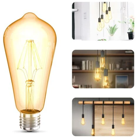 3 Ampoules LED Edison Vintage ST64 I E27, 4W, Blanc Chaud 2700K, Intensité Lumineuse 380lm, Ampoule Rétro à Filament 7 3 Ampoules LED Edison Vintage ST64 I E27, 4W, Blanc Chaud 2700K, Intensité Lumineuse 380lm, Ampoule Rétro à Filament – Image 5