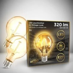 2 Ampoules LED Edison Vintage G80 I E27, 4W, Blanc Chaud 2200K, Intensité Lumineuse 320lm, Ampoule Rétro à Filament -OSRAM || EUROPALAMP Soldes Boutique 28271686 2