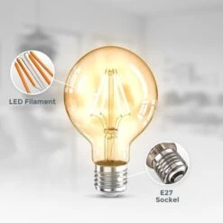 2 Ampoules LED Edison Vintage G80 I E27, 4W, Blanc Chaud 2200K, Intensité Lumineuse 320lm, Ampoule Rétro à Filament -OSRAM || EUROPALAMP Soldes Boutique 28271686 3