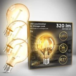 3 Ampoules LED Edison Vintage G80 I E27, 4W, Blanc Chaud 2200K, Intensité Lumineuse 320lm, Ampoule Rétro à Filament -OSRAM || EUROPALAMP Soldes Boutique 28271694 2